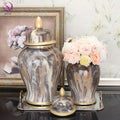 Ceramic Ginger Jar for Home Living Room Tabletop Decorative Large Belly Flower Vase Decorative Vase for Home Decoration