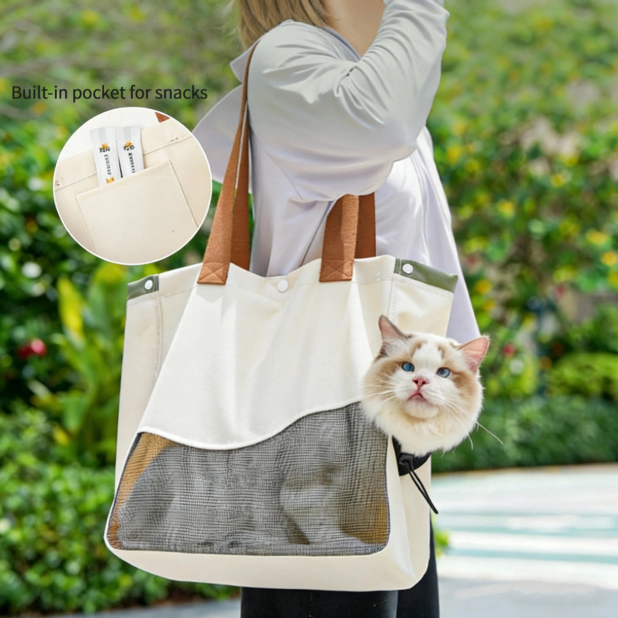 Small Cats- Breathable Canvas Shoulder & Handbag with Retractable Head-Out Design Ideal for Outdoor Travel