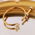 High-grade Non-faded Titanium Steel Screw Bracelet Horseshoe Diamond D Letter Stainless Steel Bangles for Women