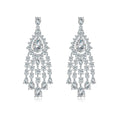 Vintage Royal Luxury 5A Cubic Zirconia 925 Sterling Silver Wedding Chandelier Earrings