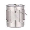 Outdoor Accessories Travel Equipment Camping Cup Pot with Foldable Handle and Lid Ultralight 750ML Stainless Steel Water Coffee