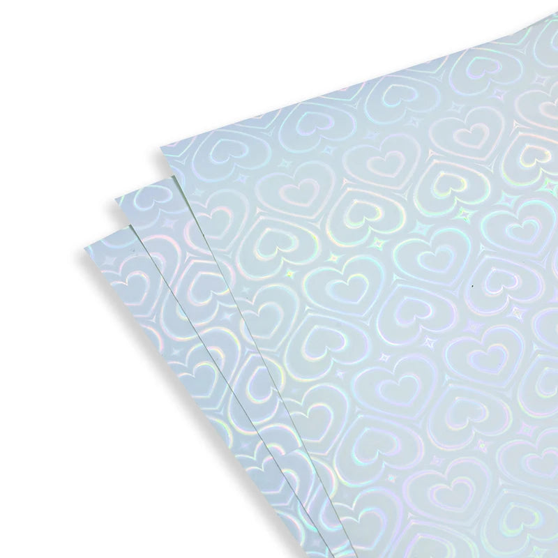 A4 Blank Printable Self Adhesive Waterproof UV Coated Love Pattern Transparent Holographic Sticker Paper Grocery Supermarket