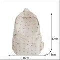 Korean Brand Floral White School Backpack for Teenage Girls Cute Women's Book Bag Made of Nylon Rucksack for Students