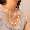 Chris April Anti-tarnish 316L Stainless Steel 18k PVD Gold Plated Natural Pearls Blue Turquoise Beads Rudder Clasp Necklace