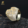 NUOYA Hip Hop Jewelry Fashion Iced Out Diamond Crass Ring for Men and Women Full Pave Shiny Zircon Silver Cross Ring for Gift