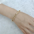 Stainless Steel Customized Jewelry Gold Chunky Chain Bracelet Artificial Gold Thick Paper Clip Chain Bracelet for Women Men