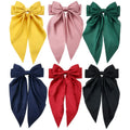 New Women Large Bow Hairpin Summer Chiffon Big Bowknot Stain Bow Barrettes Women Solid Color Ponytail Clip Hair Accessories