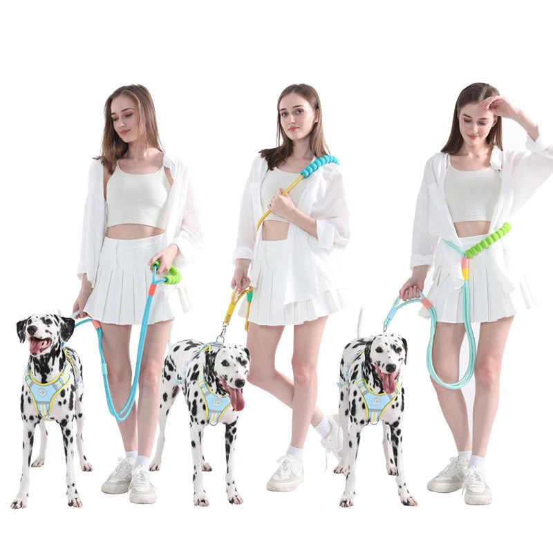 Multicolor Hand Free Walking Running Dog Leash Wear-resisant Nylon Material Adjustable Pet Leash Waist Belt Dog Traction Rope