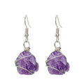 Wholesale Natural Crystal Stone Wire Wrapped Eardrop  Amethyst  Earrings for Women Jewelry