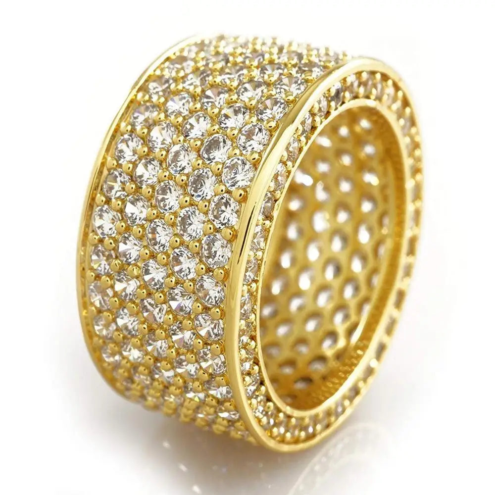 CAOSHI 2026 New Design Gold Silver Plated Luxury Hip Hop Full CZ Bands Finger Rings Clear Cubic Zirconia Ring for Woman Men