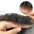 HS1V Super Thin 100% Hand Tied Men's Toupee Natural Wave Style With Invisible Hairline and Comfortable PU Base