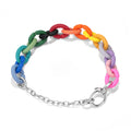New DIY Bracelet 925 Silver Chain Link Hard Rubber X Combination Bracelet Women Jewelry Trendy Rainbow Mens Gift Bracelet