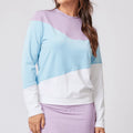 Custom Logo High Quality Nylon Spandex Tennis Top Color Block Gym Outdoor Crew Neck Long Sleeve Workout Sports Top for Women