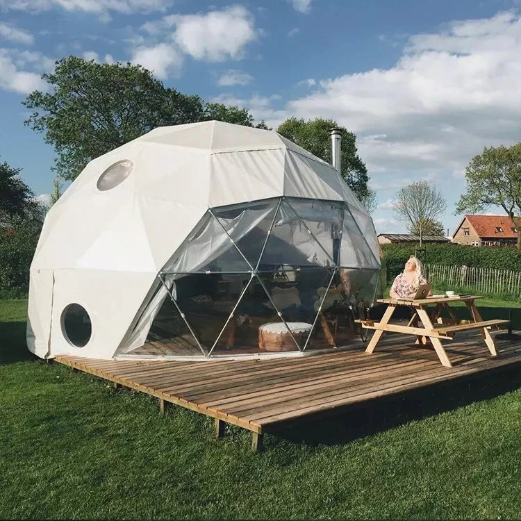 Outdoor Luxury Prefab House Glamping Geodesic Mongolian Yurt Dome Igloo Tent for Resort Hotel