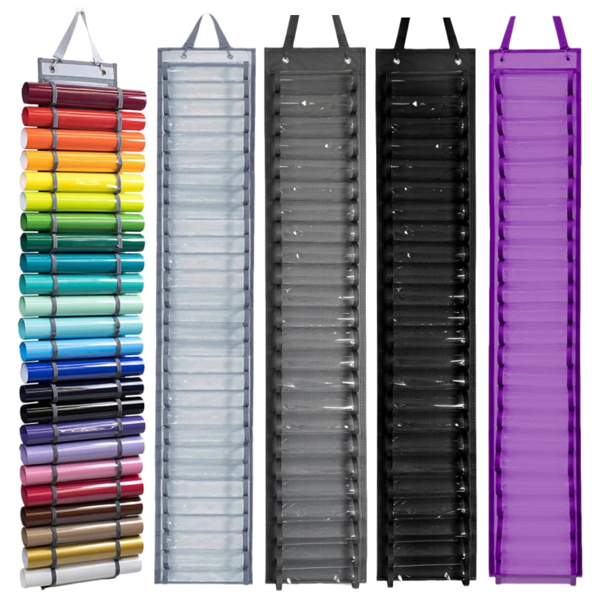 60/48/24/12 Vinyl Storage Holder Hanging Bag Vinyl Roll Storage Rack Thermal Transfer Film Organizer Hanging Pocket Behind
