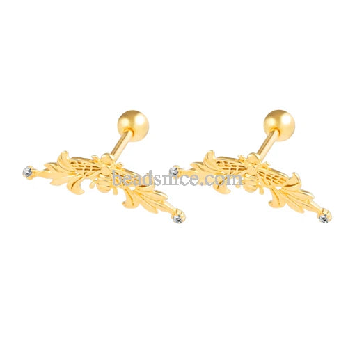 925 Sterling Silver Bee Curve Small Stud Earring