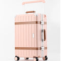 Custom Logo Fashionable Wide Trolley Suitcase With Pu Decorate Aluminium Frame Luggage Brake Wheel Travel Bag Suitcase Luggage