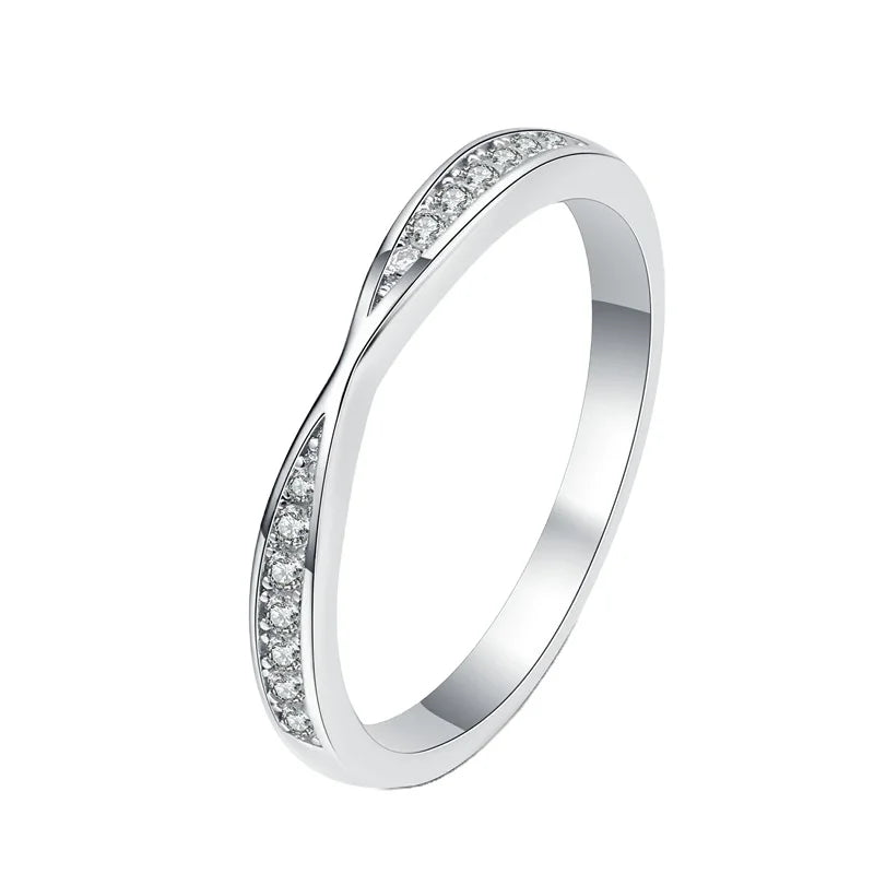 Personality Fashion Simple Cross Moissanite Ring 925 Sterling Silver Mossstone Ring Used for Female Engagement