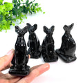Wholesale Natural Crystal Animal Sculpture Crafts Obsidian Sphinx Cat Carving in Quartz Semi-Precious Stone Home Decoration