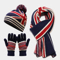 Sewingman B0475L American UK Flag Jacquard Knit Winter Hats Scarf Gloves Set for Women