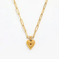 Fenny 18K PVD Plated High Quality Waterproof Fashion Vintage Chic Heart Zirconia Pendant Necklace Stainless Steel Jewelry