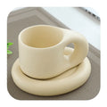 Scandinavi Style Splash-ink Speckled Ceramic Mug Large Handle Tea Cups and Saucer Coffee Cup Set