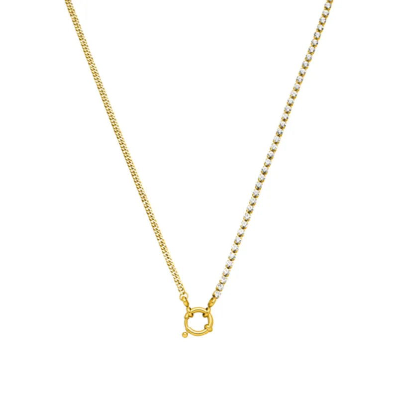 Best Selling Women's Stainless Steel Necklace 18K Gold Plated DIY Clavicle Chain Fashionable Rectangular Disc Pendants Charms