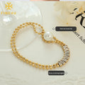 Women Fashion Non Tarnish Delicate Jewelry Cubic Zirconia Tennis Link Chain Stainless Steel Beaded Pearl Bracelets
