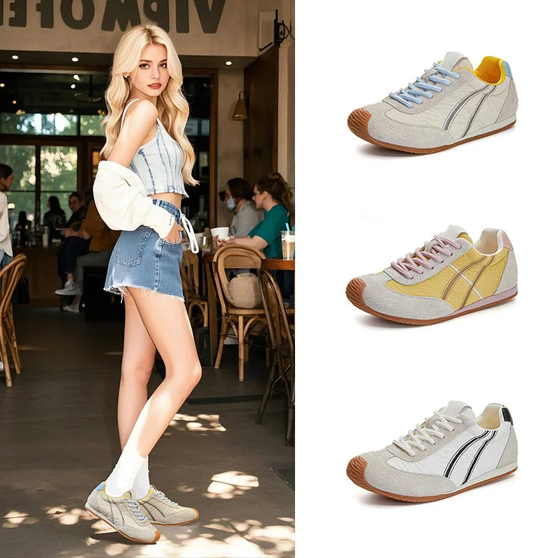 New Real Leather Shoes Women Spring Summer Flat Sneakers Women Matching Sports Shoes