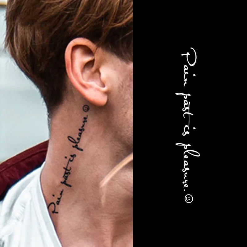 Pain Past Is Pleasure Henna Arm Tattoo Sticker Stencil Hand Tattoo with Flower Black Tato Waterproof Vinyl PVC  Tattoo Sticker