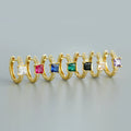 925 Sterling Silver Geometric Square Cubic Zirconia Ear Buckle for Women 18K Gold Chic Hoop Earrings