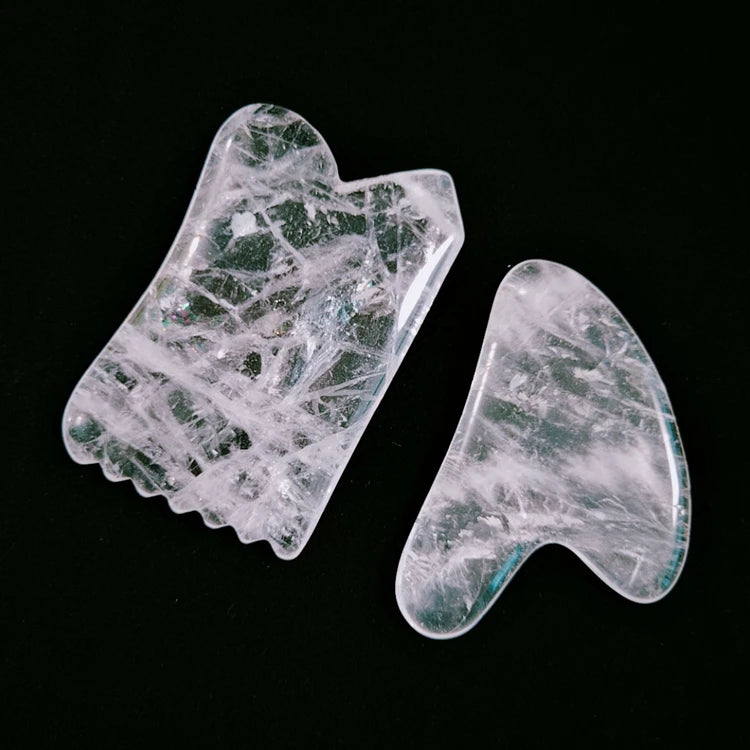 DIY Private Label 100% Natural Anti Aging Beauty Facial Skin Guasha Scraping Tool Clear Quartz Jade Gua Sha Stone Set of Gift Kit