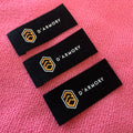Silk Screen Printed 100% Canvas Cotton Labelsew on Brand Name logo Black Cotton Collar Tag for Shirt
