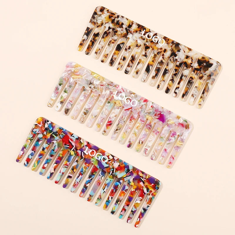 MiDairy Acetate Custom Logo Hair Combs Brushes Salon Hairdressing Styling Tools Accessories Wide Tooth Comb