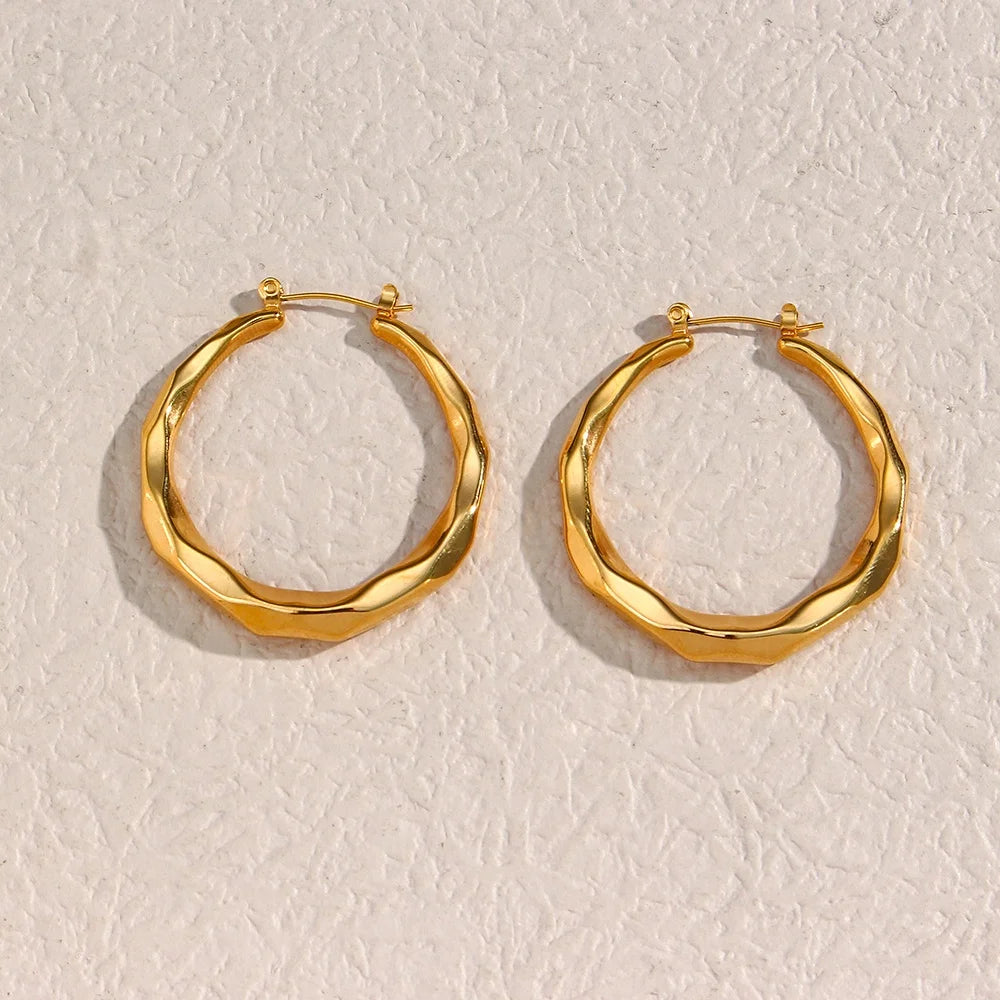 Dreamshow Tarnish Free Big Gold Plated Stainless Steel Hoop Earring Pvd Jewelry for Women 2022