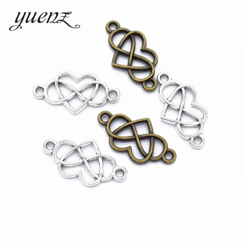 YuenZ 20pcs Antique Silver Color Unlimite Heart Shaped Charm Pendants for Necklace Jewelry Accessories Diy Jewelry Making A86