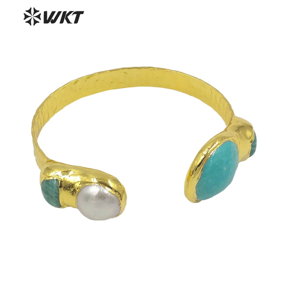 WT-B593 WKT 2022 Beautiful Jewelry Good Design Natural  Pearl Stone Bracelet Opening Adjustable Gold Plated Women Jewelry