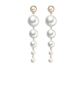 New Style Elegant Large String String Pearl Earrings Long