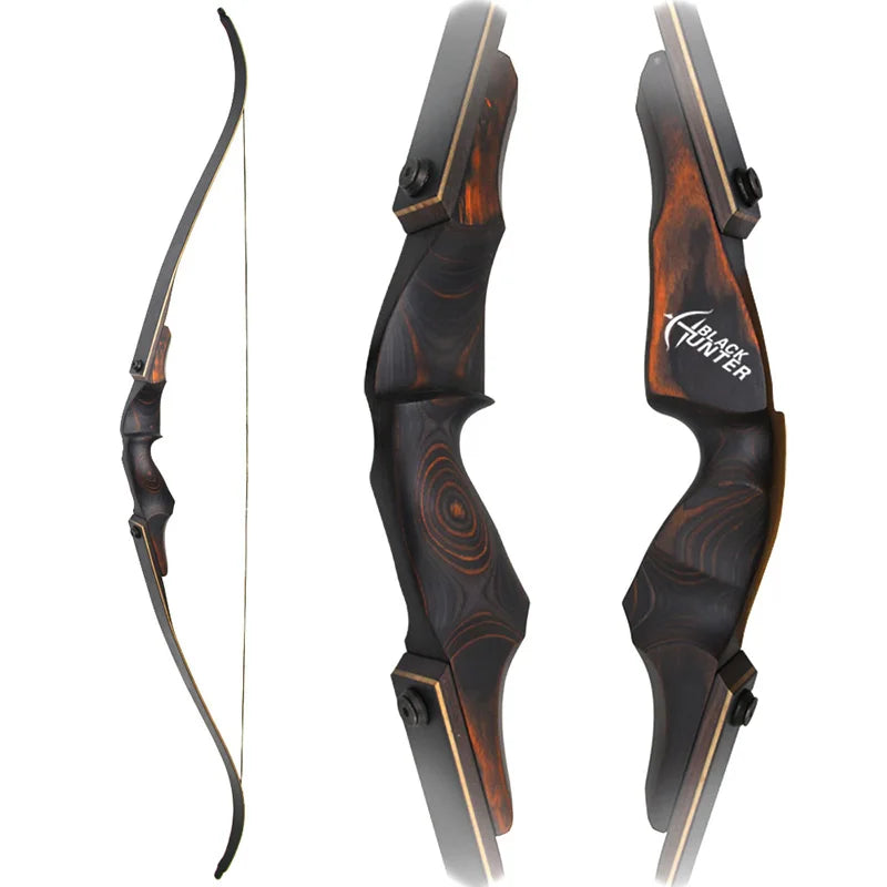 Black Hunter Reborn 60 Inch Takedown Recurve Bow 20-60 Lbs Tech Wood Riser Fiberglass Bamboo Limbs Outdoor Hunting Archery Bow