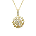9K Real Yellow Gold Necklace for Ladies Trendy Sunflower CZ Bridal Party Jewelry with Main Stone Zircon for Engagement