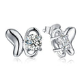 New Simple S925 Sterling Silver Butterfly Stud Earrings Women'S Niche Design Double Layer Earrings