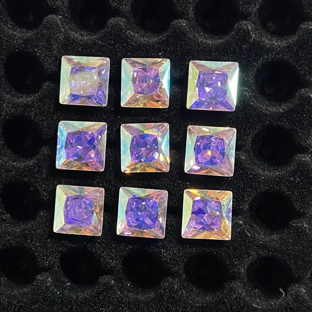HQ GEMS Round Square Cubic Zirconia Coating Aurora Borealis CZ Loose 3mm-12mm Cubic Zirconia Stones