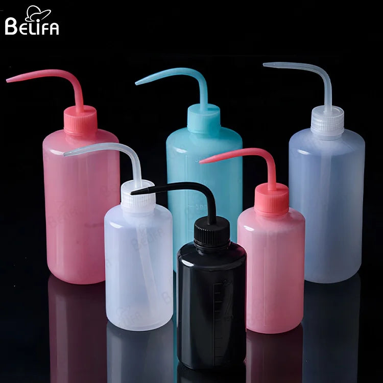 Curved Mouth Eyelash Washing Bottle White Custom Squeeze Eye Drop Lash Water Rinse Bottle