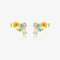 FUAMAY 18K Gold Plated 925 Sterling Silver Earrings Simple Colorful Zircon Trip Marquise Earrings