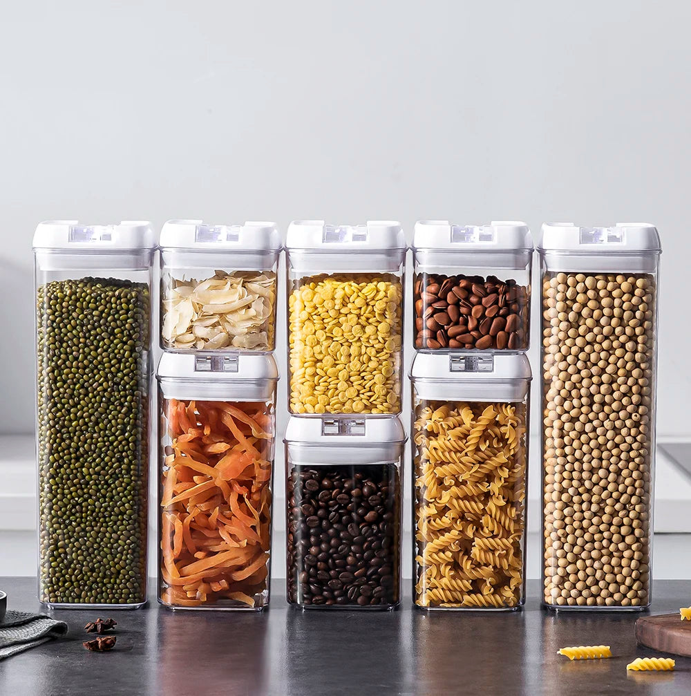 Transparent Plastic Storage Box Container Food Grand Airtight Grain Crisper Keep Food Fresh Custom Color Box air Tight  Storage