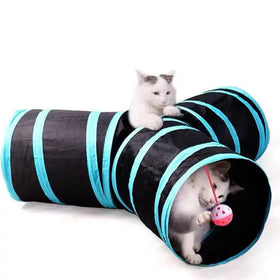 Interactive Pet Play Tunnel Lightweight Polyester With Hanging Toys for Cats