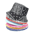 Packable Reversible Black Printed Fisherman Bucket Sun Hat with Many Patterns