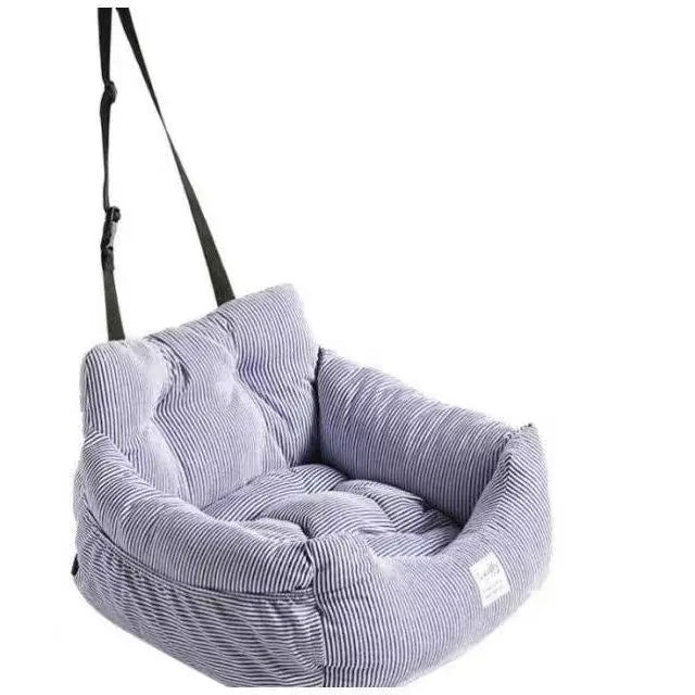 Fluffy Fleece Soft Cushion OEM Look Out Cat Portable Plush Pet Anxiety Booster Travel Small Dog Foam Rectangle Striped Car Seat
