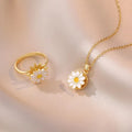 NEW DESIGN Spinning Small Fresh Oil Drop Enamel Daisy Necklace Stainless Steel Chain Rotating Necklace