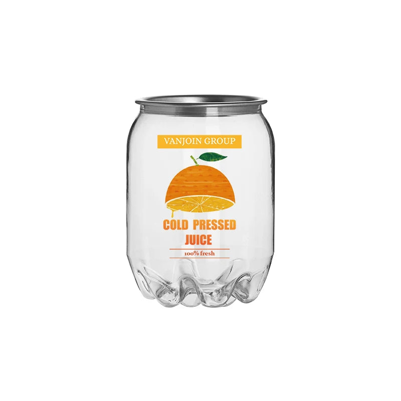 Empty 250ml 350ml 500ml 650ml PET Juice Cans Easy Open End Ring Lids Screen Printed for Cold Brew Coffee Juice Smoothies Soda